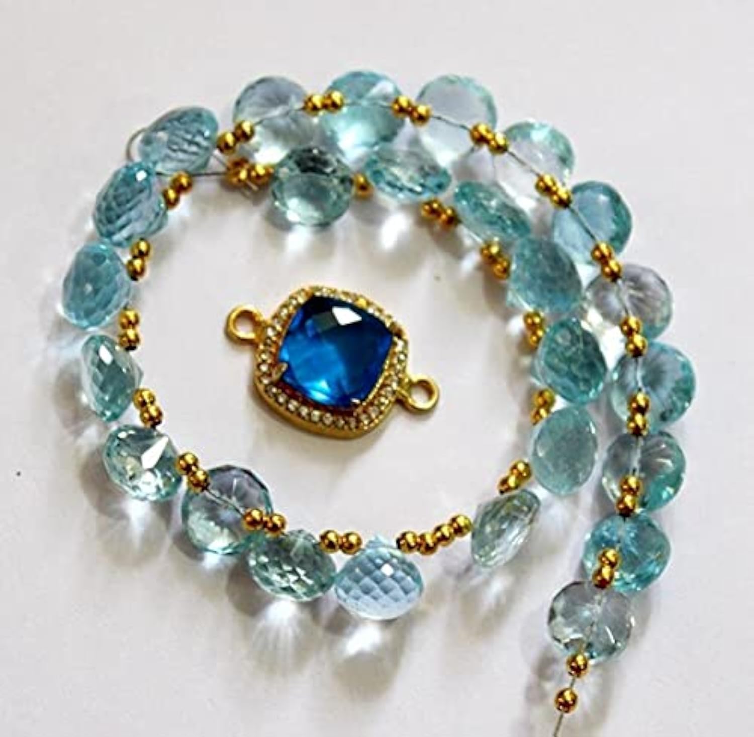 LKBEADS Sky Blue az Faceted Onion Briolette Size 5x7-7x8 mm 4" strand.