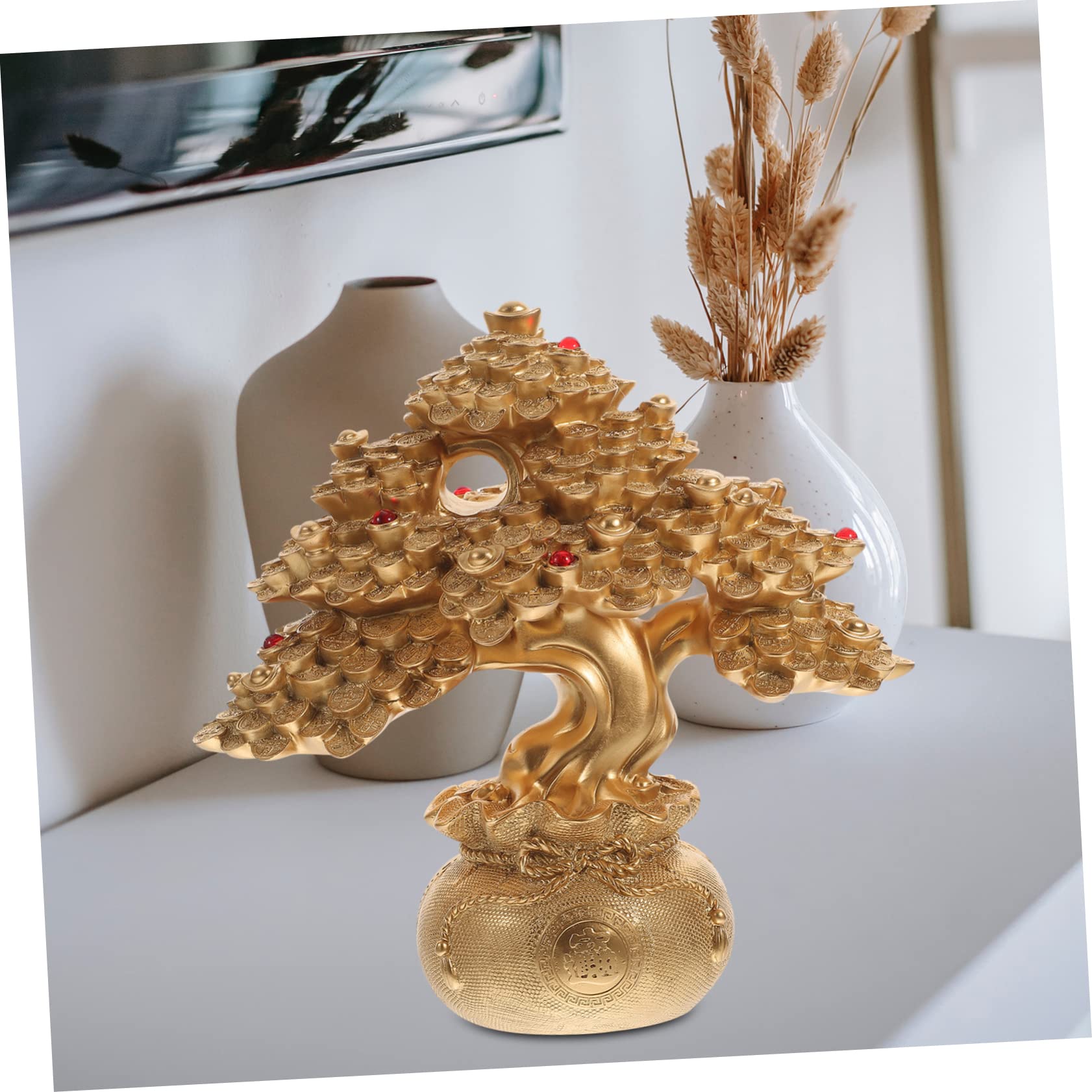 ZXQUEGF Kryształowe drzewko pieniędzy Dekoracja na biurko Dekoracja wnętrz Dekoracje na stół Dekoracja na stół Drzewo Bonsai Chińskie dekoracje Drzewo Bonsai Rzeźba drzewa Chińska ozdoba Wystrój blatu