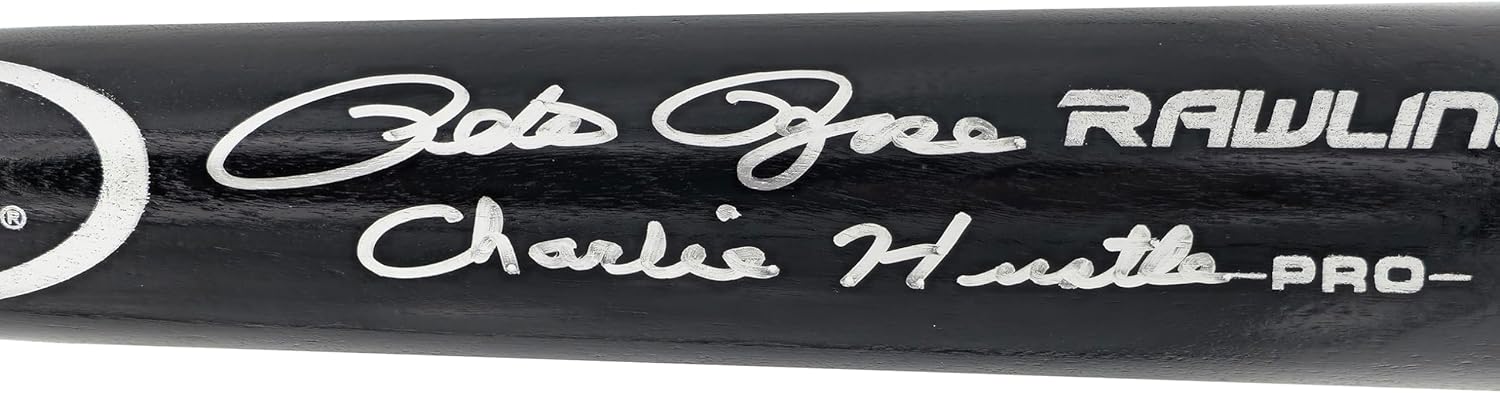 Pete Rose Autographed Black Rawlings Pro Baseball Bat Reds "Charlie Hustle" JSA Stock #228087