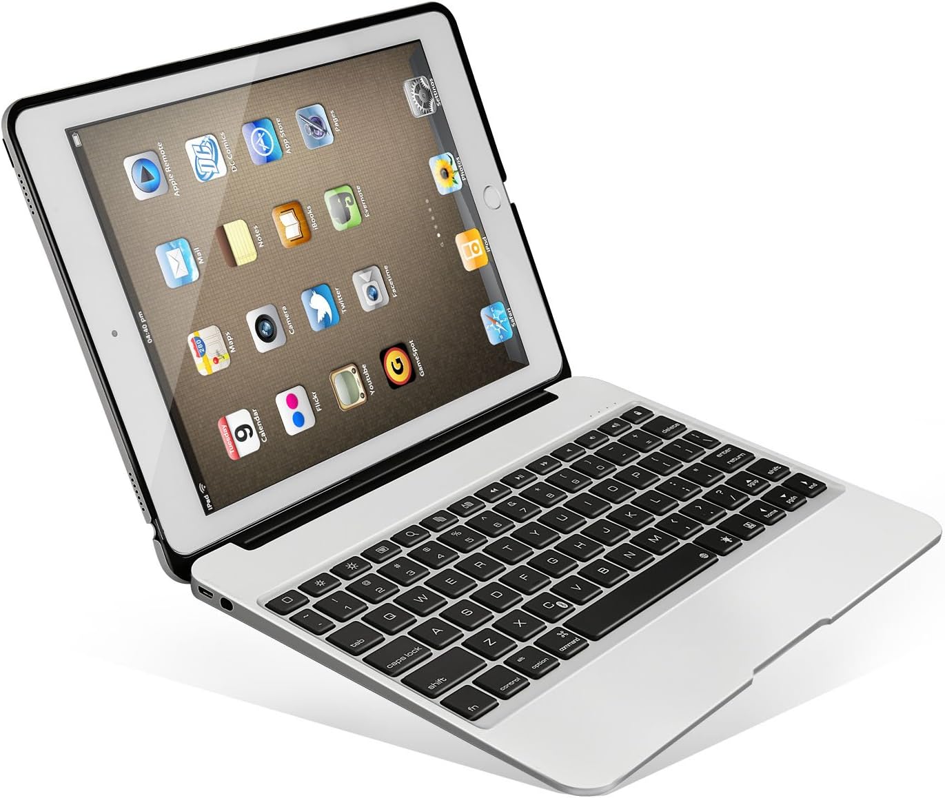 Azolt Bluetooth Keyboard for iPad Air 2 with Strong Power Bank, Auto Sleep / Wake, Built-in hinges,7 Color Backlit