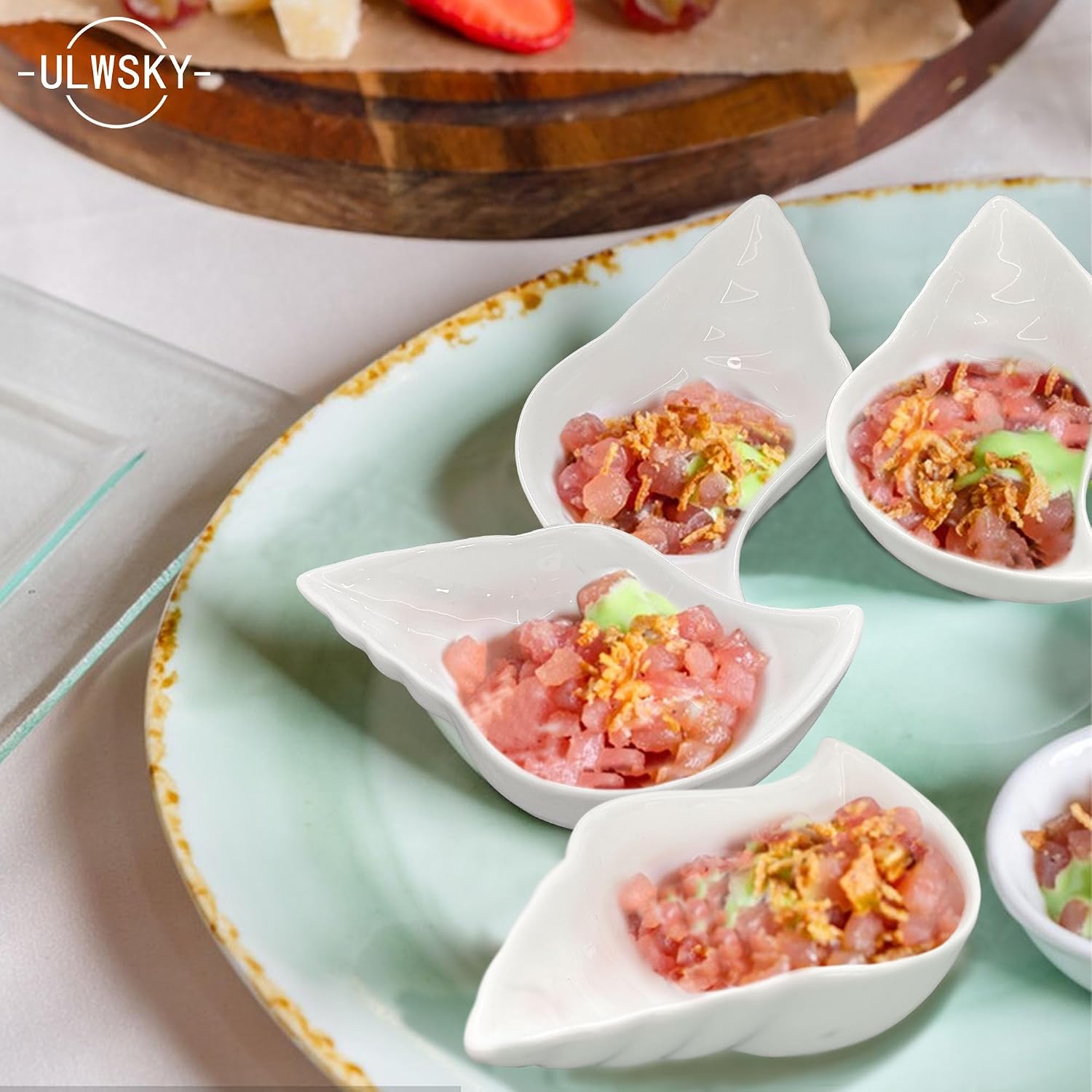 Set of 6 Conch Shaped Sauce Dishes,Porcelain Dipping Bowls,Appetizer Plate,Dishwasher Safety,for Ketchup Salad Wasabi Sushi Chips Meats Veggies