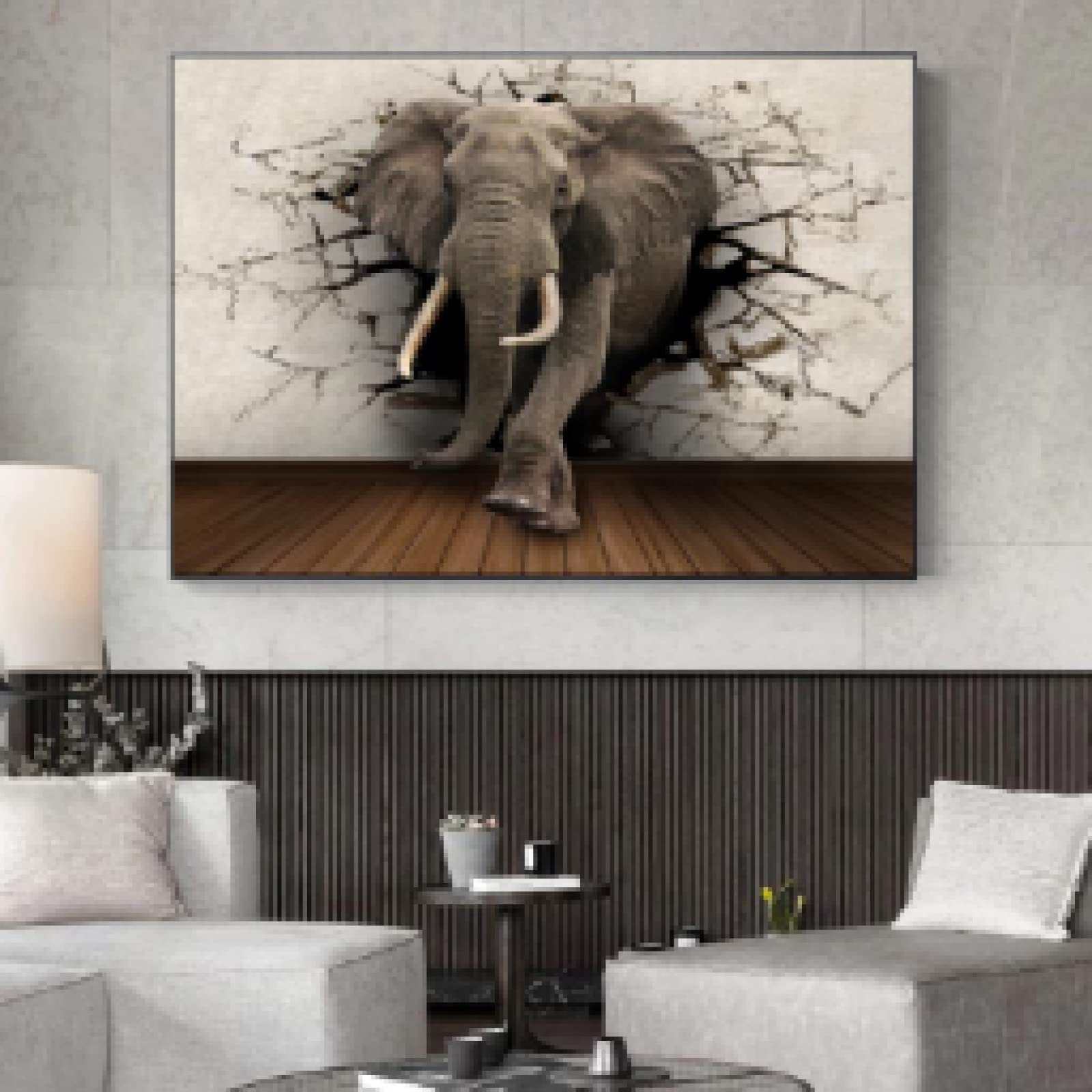 dsdsgog Elefanti Sfondano Animali Astratti della Tela di Canapa Pittura La Parete Poster E Stampe Immagini di Arte Della Parete Per La Decorazione del Soggiorno 60x80 cm Senza Cornice
