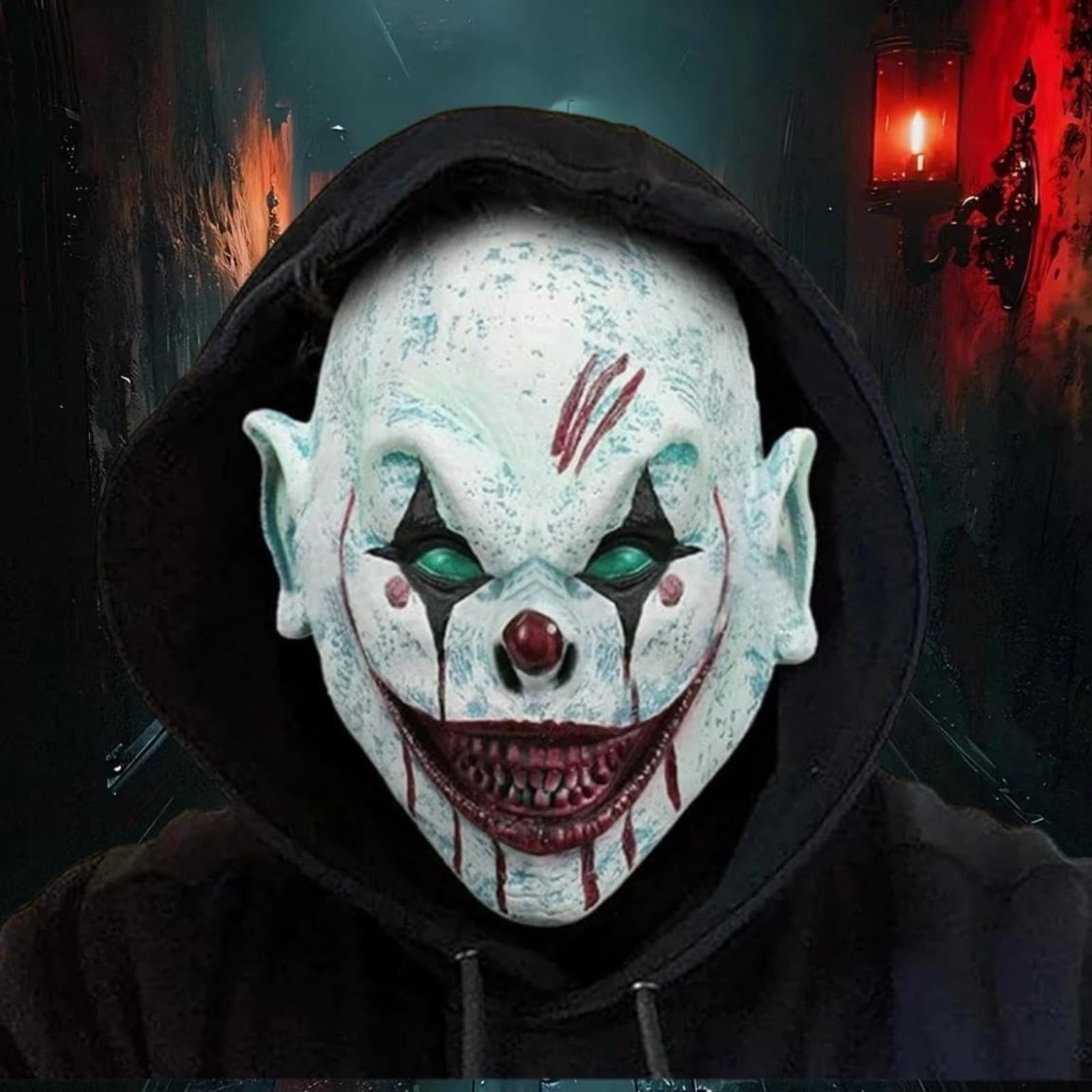 Feirdhoo Máscara de payaso para Halloween, máscara de payaso asesino de miedo, disfraz de cosplay de látex, para carnaval y fiesta de terror