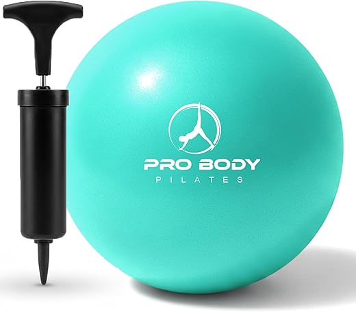 ProBody Pilates Ball Small Exercise Ball w/Pump, 9 Inch Bender Ball, Mini Soft Yoga Ball, Workout Ball for Stability, Barre, Fitness, Ab, Core, Physio and Physical Therapy Ball at Home Gym & Office