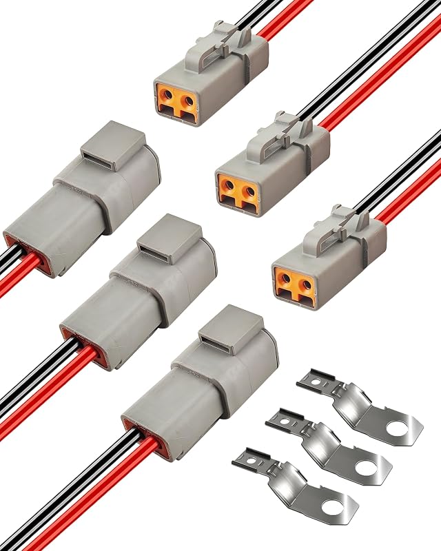 Conector elétrico automotivo DTP à prova d’água PLUXPAER 2 pinos, 12 AWG – 3 unidades