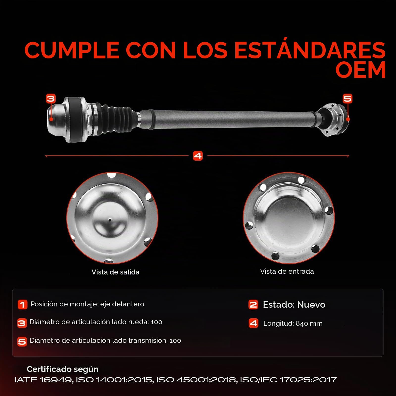 Frankberg Eje de transmisión eje delantero AT 52099499AD | Compatible con: Grand Cherokee II WG WJ