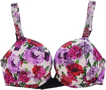 Victoria's Secret Bra Bombshell Add 2 Cups Rhinestone Logo Straps (32C, Pink Floral)