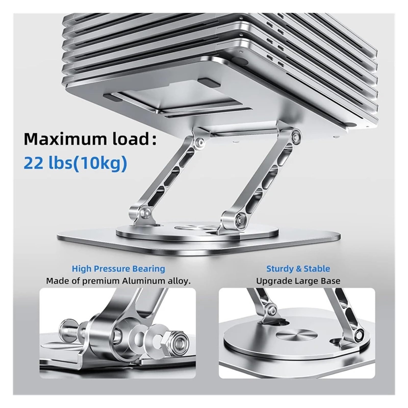 Accessorio for supporto da tavolo for notebook pieghevole Soporte pieghevole da tavolo regolabile in lega di alluminio girevole a 360 gradi(Silver)