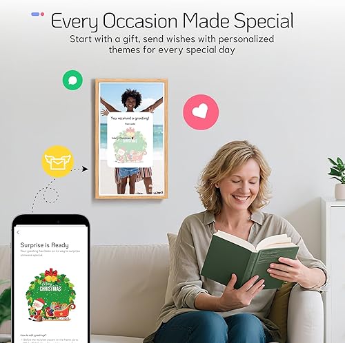 Miniatura 3 de NexFoto Marco de fotos digital grande de 32 pulgadas, FHD 1920 x 1080, marco de fotos digital WiFi de 64 GB, añade fotos de Google Photos, carga