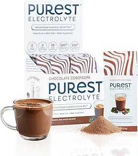 Organic Chocolate Hydration Powder Packets with Solar Sea Salts & Organic Freeze-Dried Fruit for Instant Hydration, No Added Sugar Electrolytes, 26 Packets