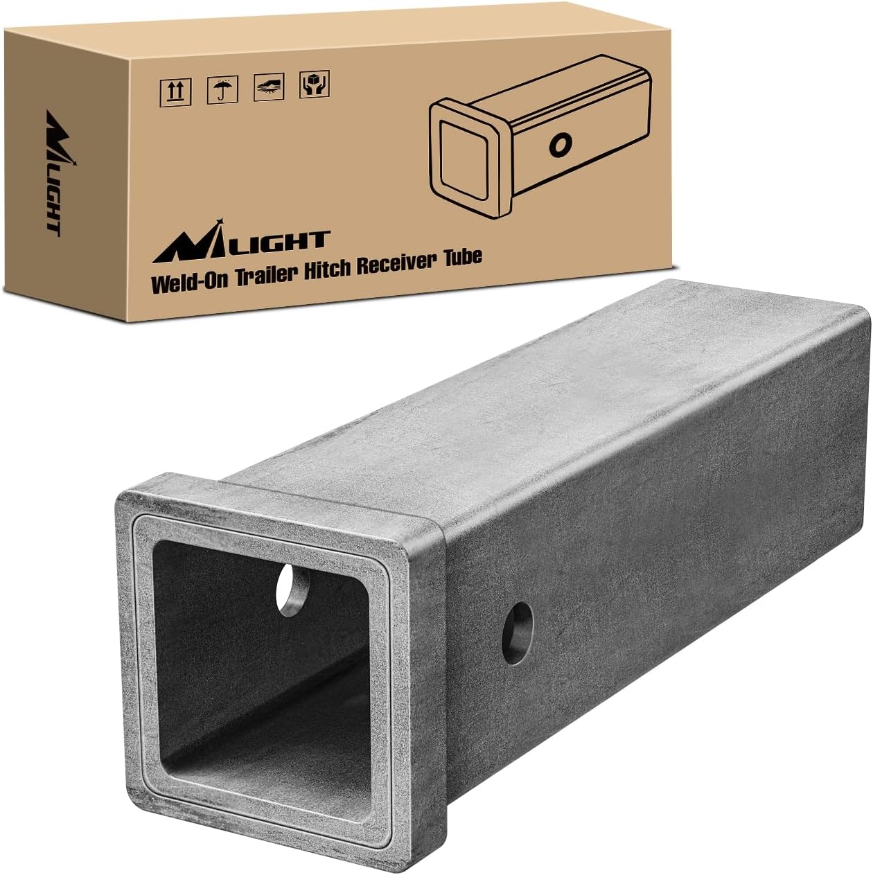 Nilight Hitch Adapter 1-1/4" x 6" Combo Bar Trailer Receiver Tube Weld-on Raw Steel Hitch Bar 1-1/4" x 6" Receiver Steel