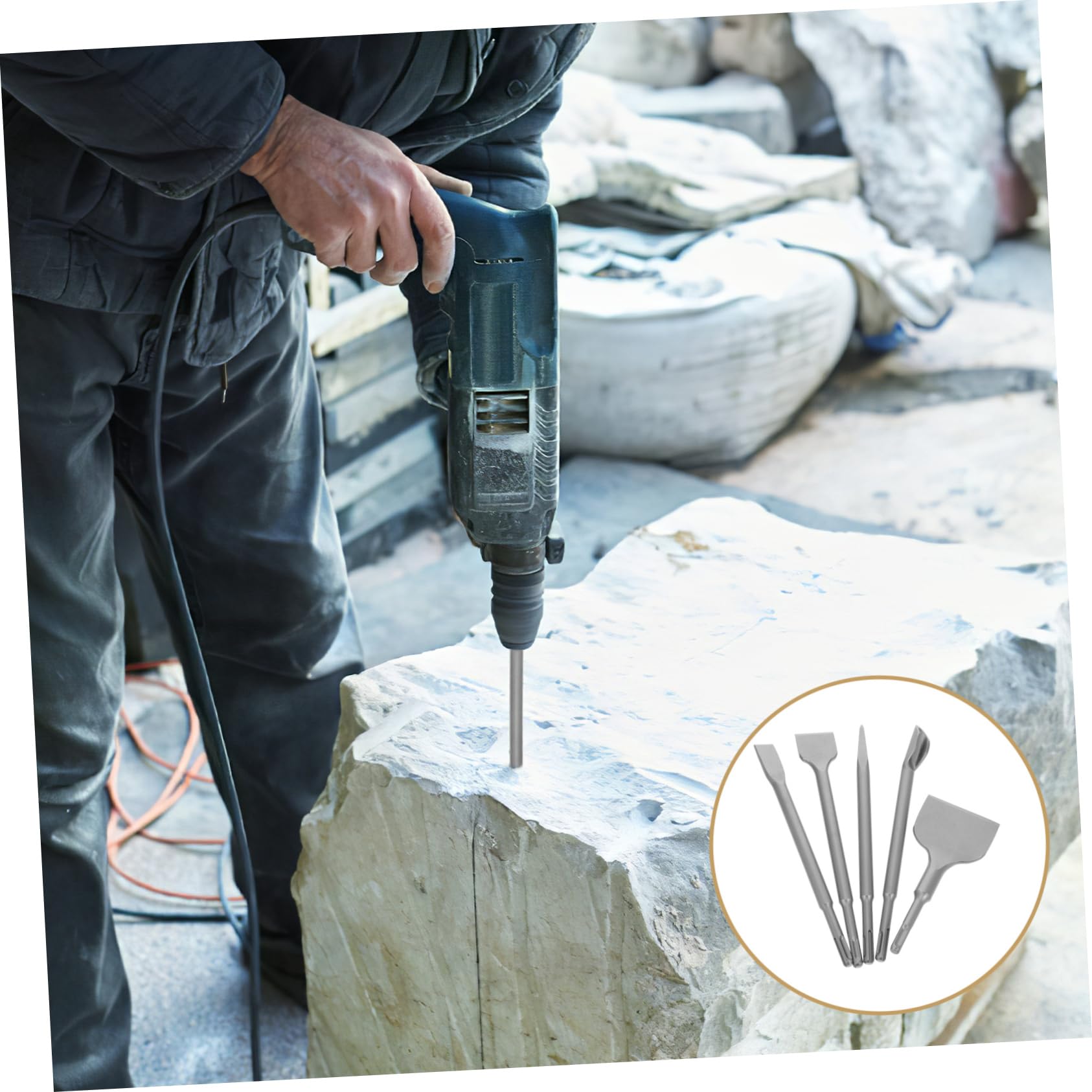 5 Pièces Set de Burins pour Carrelage et Béton Ciseau à Carrelage Large Plat et U Outils Polyvalents pour Maçonnerie et Rénovation