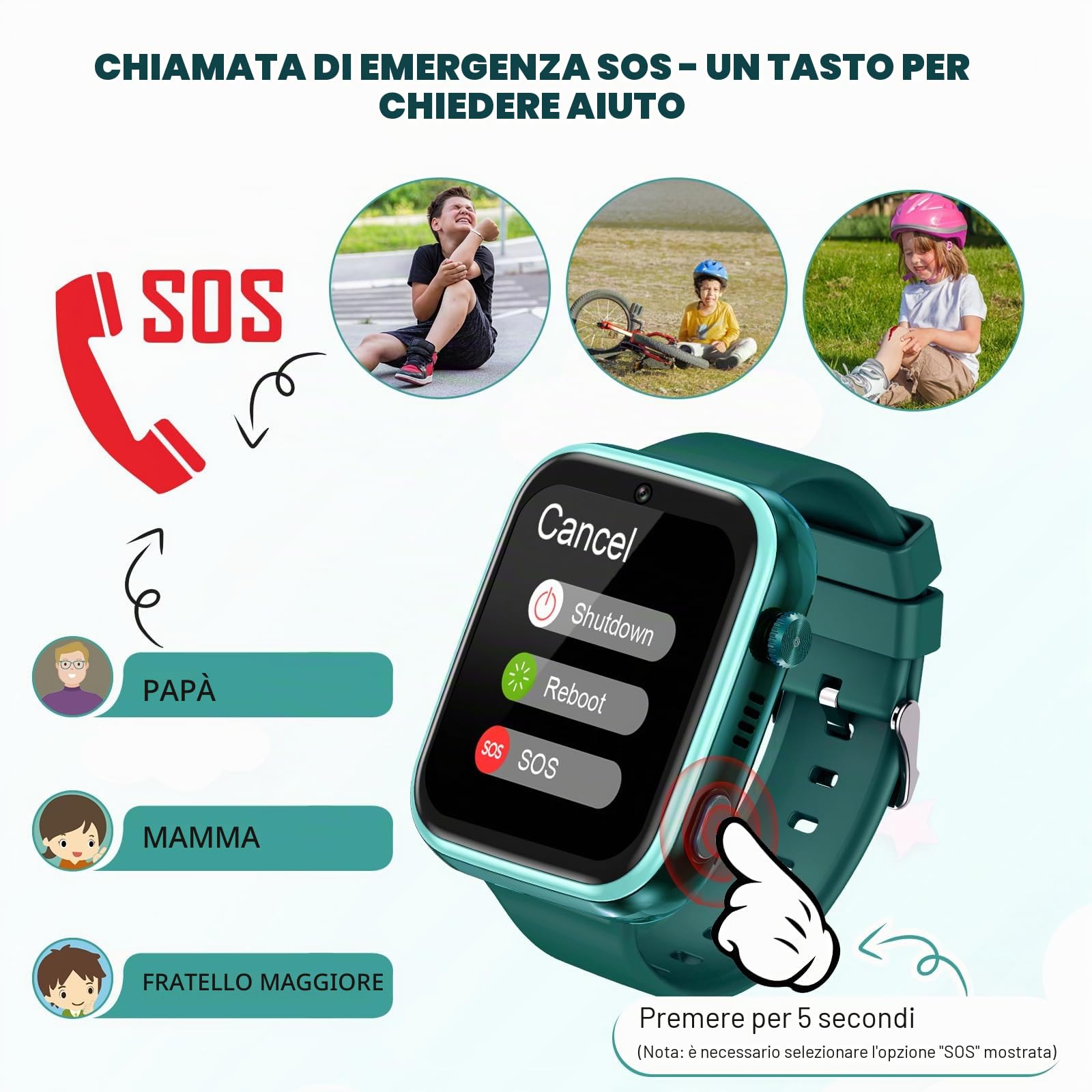 OKYUK T45 Orologio intelligente per bambini 4G GPS Tracker orologio per bambini ragazzi con videochiamata, messaggi, modalità scolastica, funzione SOS, fotocamera e pedometro (verde)