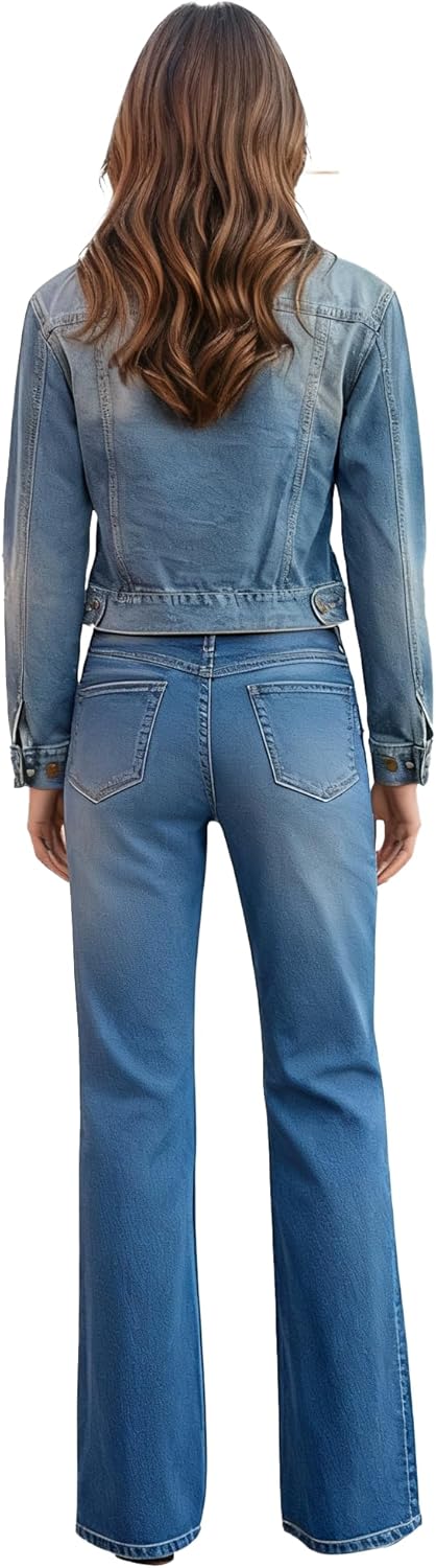 2026 Casual Women's Blue Denim Jackets Long Sleeves Classic Distressed Fall Jean Outfits - Image 6