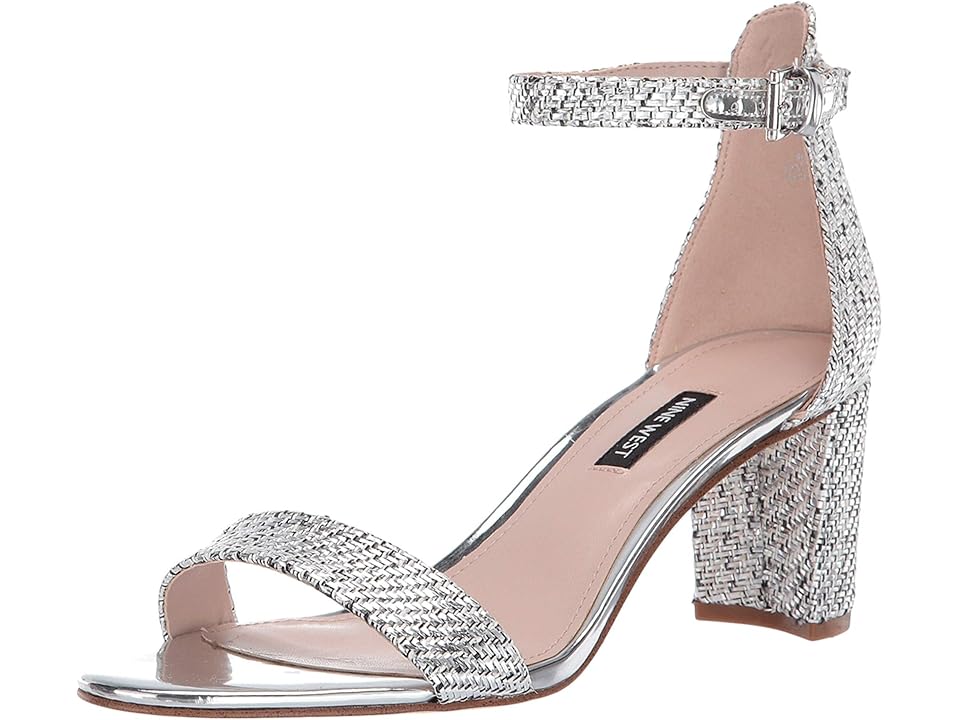 

Nine West Pruce Block Heeled Sandal (Silver) Women's Shoes