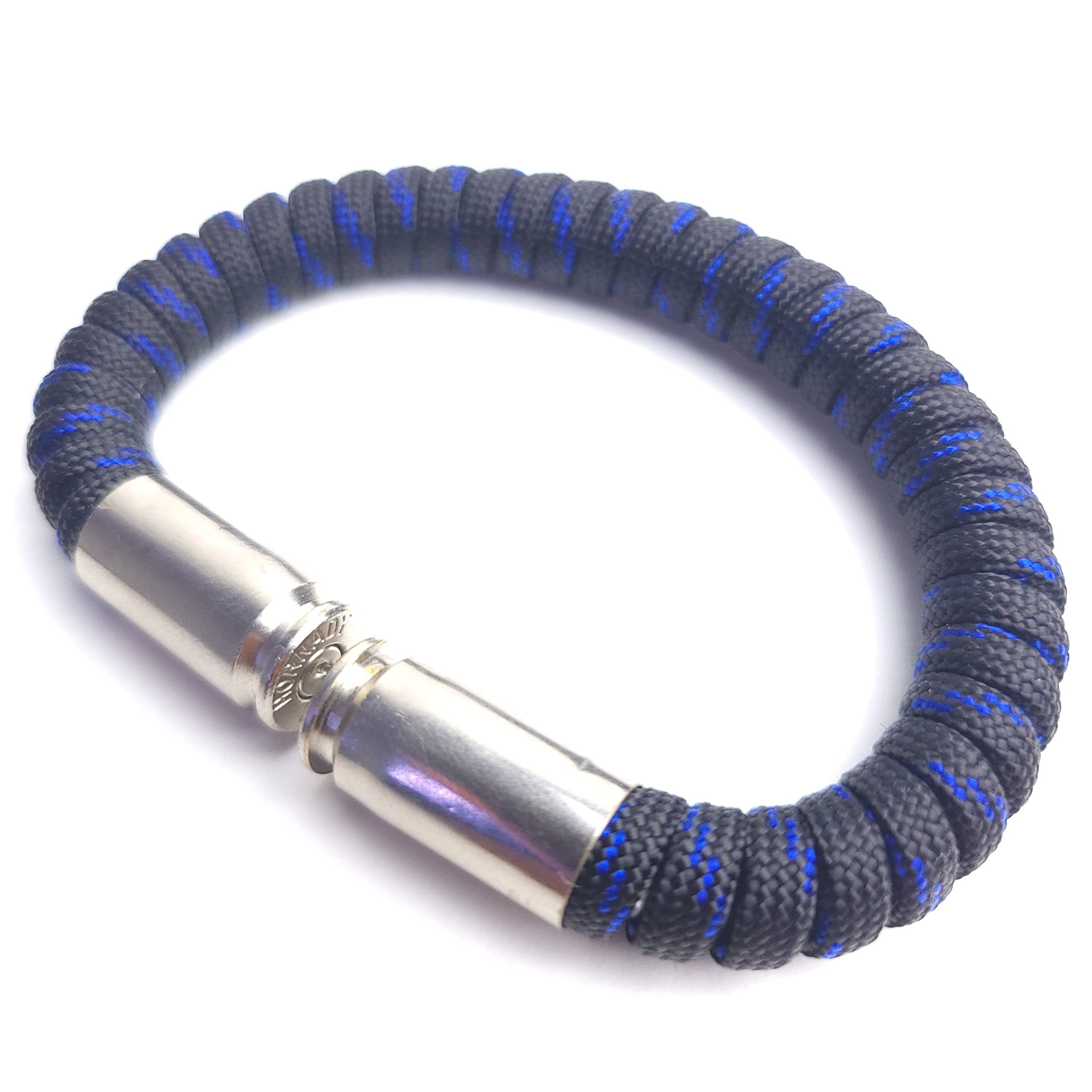 BearArms Thin Blue Line Bullet Paracord Bracelet – Tactical Paracord with Spent 9mm, .40 S&W, or .45 ACP Casings – Police & Law Enforcement Support Jewelry