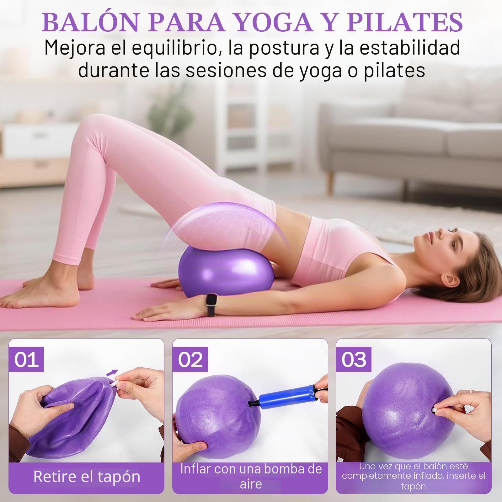 Kit Pilates en Casa, Pilates Essential Kit con Anillo de Pilates, Pelota de Yoga, Bandas de Resistencia, Correas de Muñeca Antideslizantes, Accesorios de Pilates para Mujeres, Entrenamiento en Casa