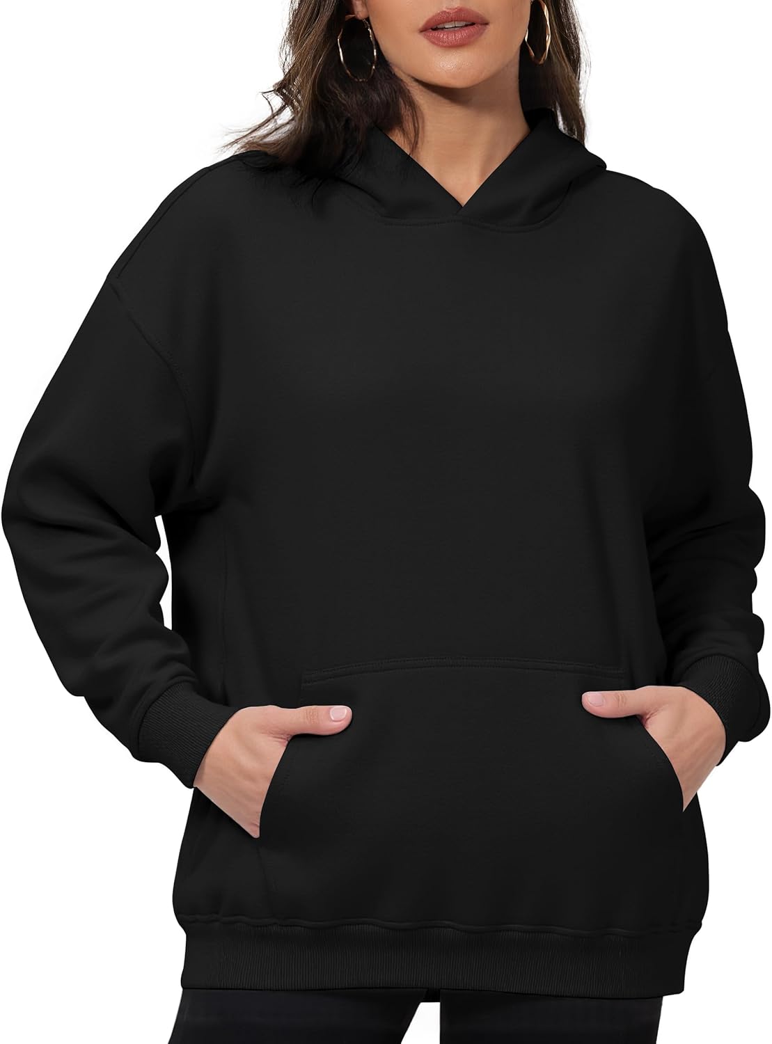 PrettyGuide Women's Casual Fall Long Sleeve Cotton Sweatshirts Oversized Hoodies Fleece Pullover with Pocket