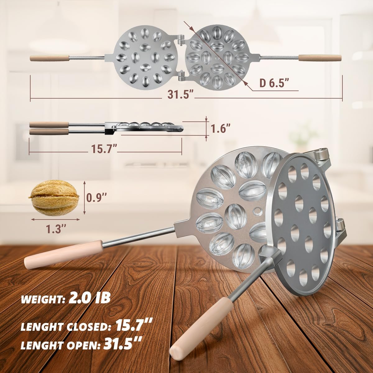 Cookie Assorted Maker - Oreshki Nuts 16 form Skillet - Oreshki Mold - Cookie Candy Maker 16 wells griddle - Walnut press Pastry - New Cookies Pastry Baking Tool