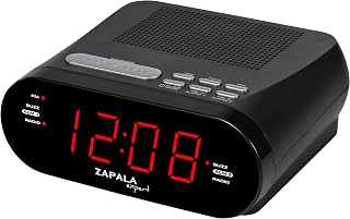 ZAPALA Dual Alarm Clock Radio for Bedroom - Bright LED Display, FM Radio, USB Charging Port, Snooze for Heavy Sleepers
