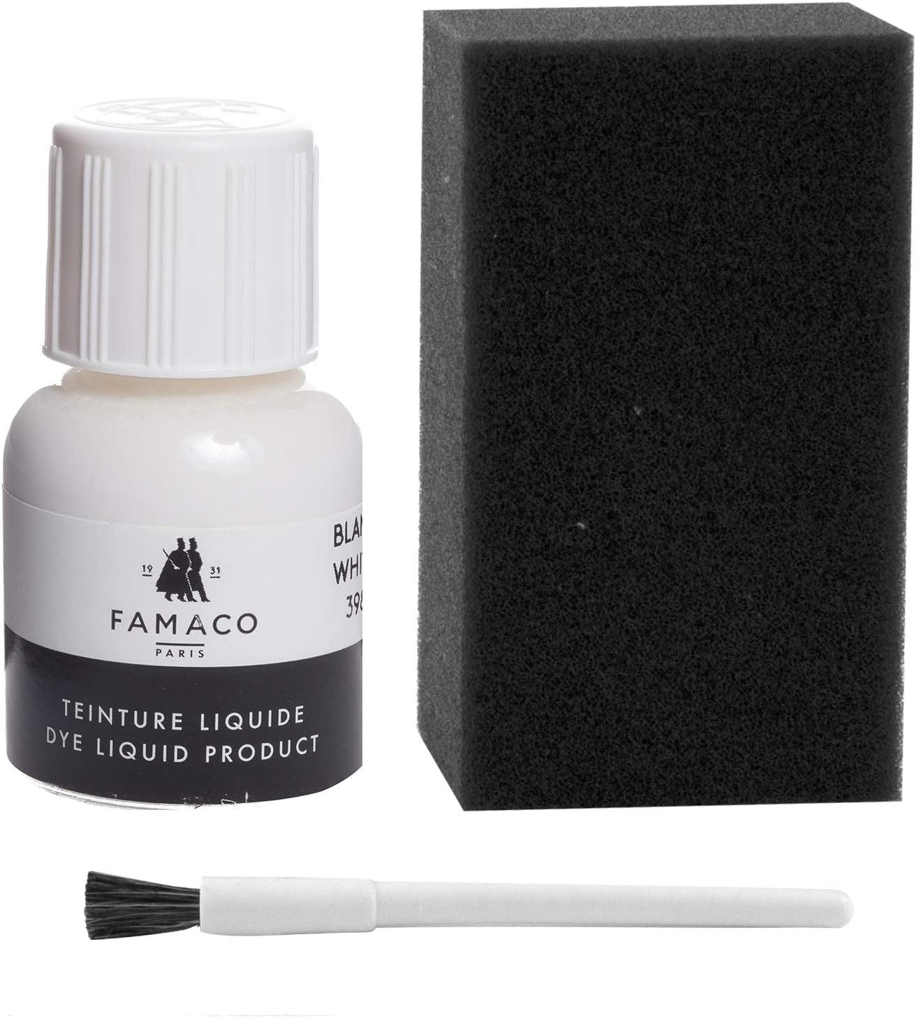 Dye Design Paint for Leather and Faux Leather Shoes, Trainers, with Sponge and Brush, Famaco Dye Liquid, 36 Colours White