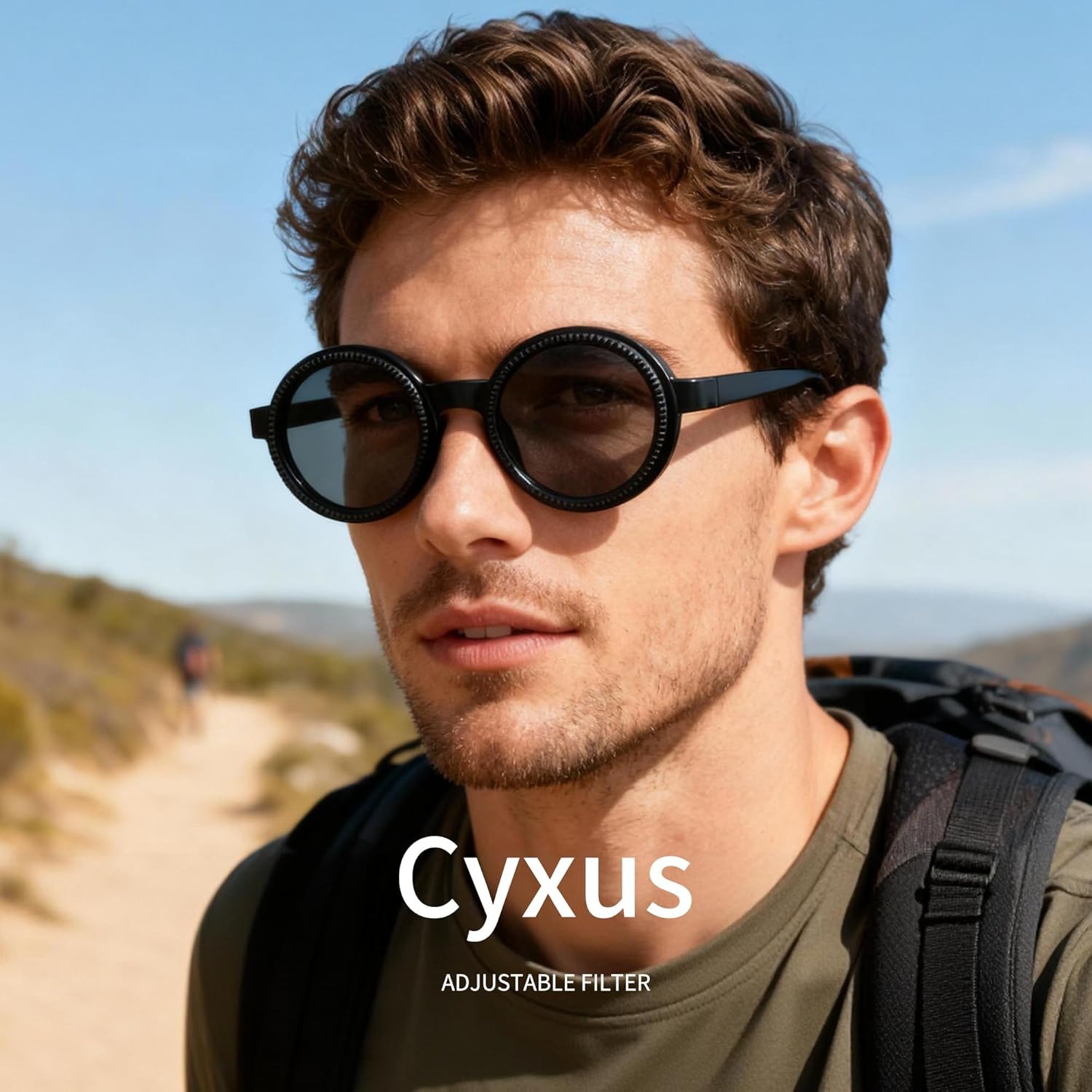 Cyxus Adjustable Tint Sunglasses 1-9 Gears Rounded Polarized Glasses with ND Filter Lenses Advanced ND Filter Lens Technology