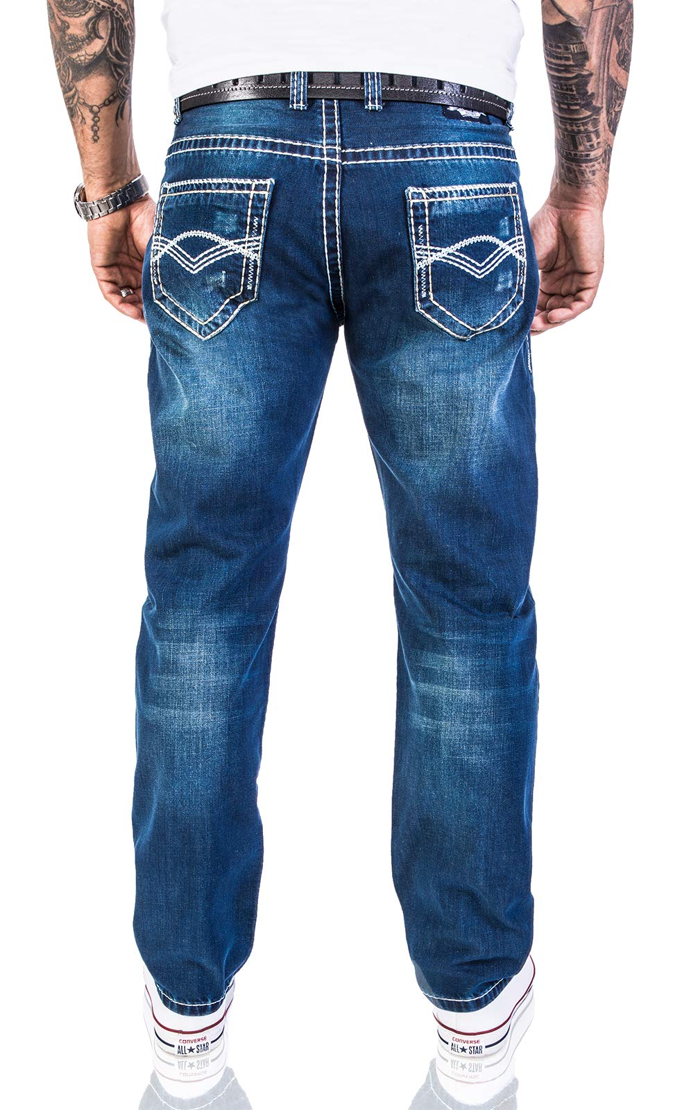Rock Creek Herren Designer Jeans Hose Dicke Nähte Vintage Blau RC-2056