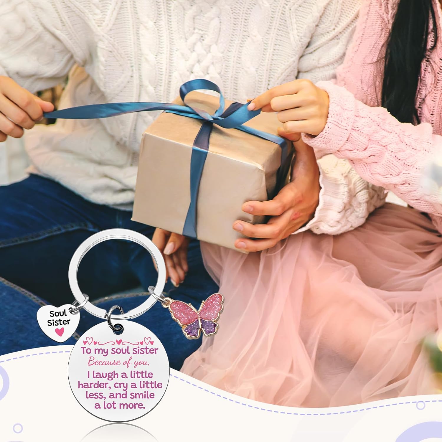 Soul Sister Keychain for Best Friend Women Soul Sister Birthday Gifts for Women Friendship Keychain for Bestie Birthday Gift for Best Friend Work Besties Mothers Day Christmas Graduation Gift for Her - Image 6