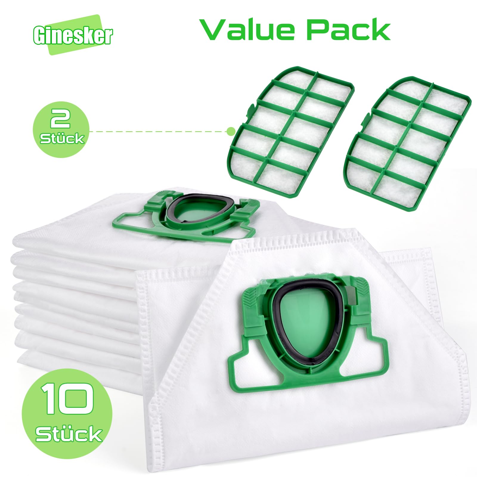 Sacs Filtrants Vorwerk Kobold VK200 - Lot De 12 - Microfibre 5 Couches - Compatibles FP200 - Filtre Moteur Offert