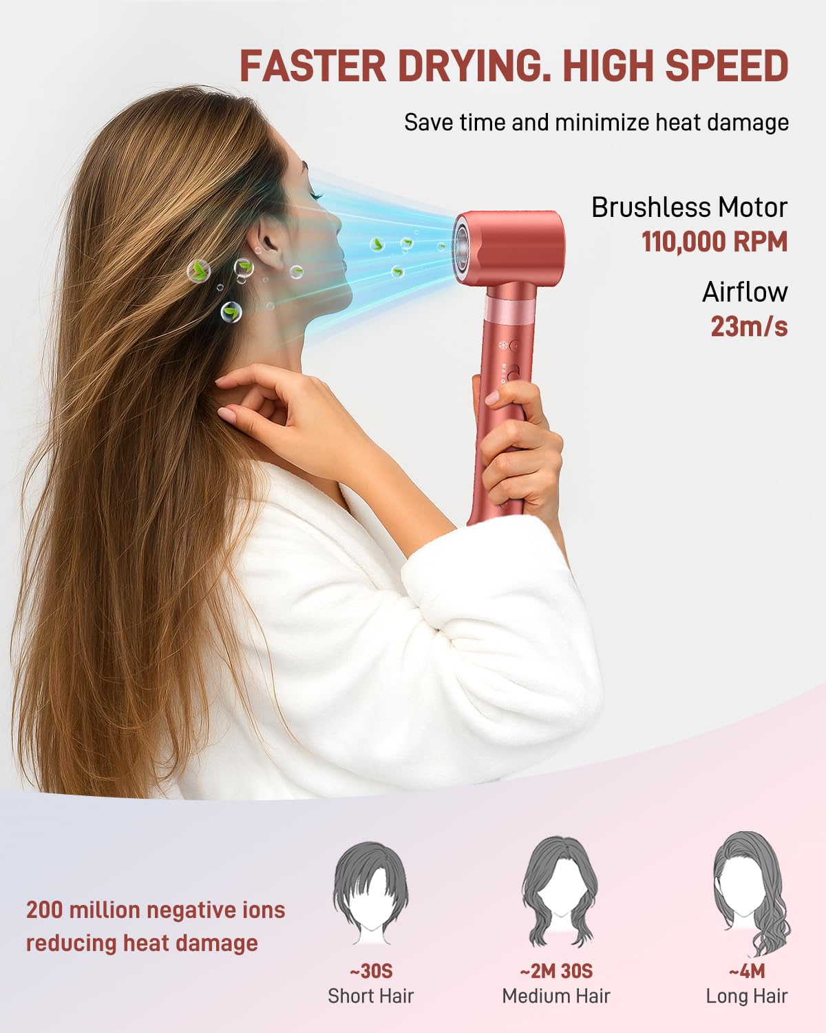 HITTIONA Sèche Cheveux Air Styler 5 en 1 Brosse Soufflante Séchage Rapide Volumisation Bouclage Lisser