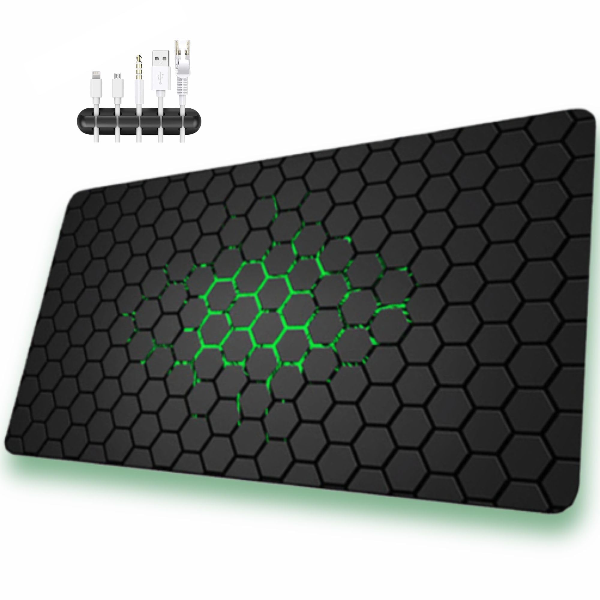 Alfombrilla Ratón XXL, Tapete Rato XXL, Alfombrillas Raton 900x400, Alfombrilla Ratón Gaming, Almohadilla Raton, Protector Mesa Escritorio, Mouse Pad Gamer, con Organizador de Cables (x1, verde)