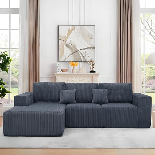 Miniatura 2 de Sofá de nube modular de 3 piezas, asiento profundo seccional de 111 pulgadas, sofás comprimidos para sala de estar, dormitorio, sofás sin hueso para