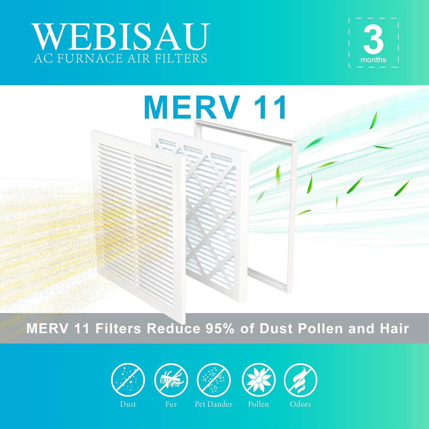12x12x1 Air Filter MERV 11 MPR 1000 6Pack Pleated HVAC AC Furnace AC Filters,Air Conditioner Filters (Exact size: 11 3/4"x11 3/4"x 3/4")