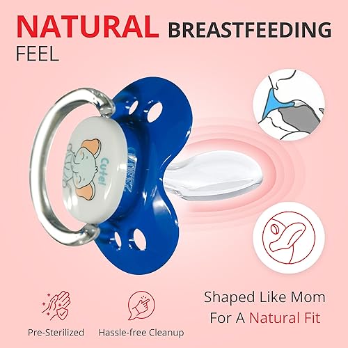 Miniatura 4 de Playtex Baby Binky - Chupete de ortodoncia con escudo Air Comfort, silicona de grado médico, azul y naranja, 2 unidades