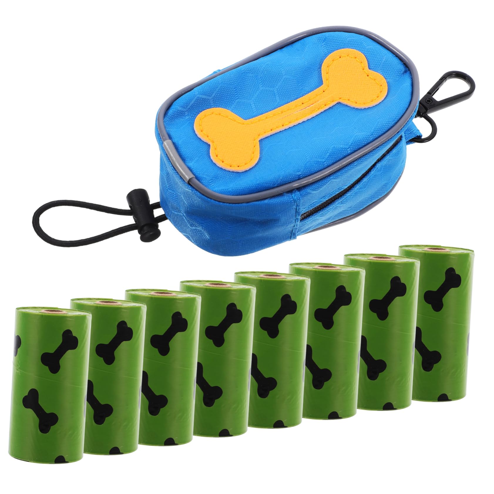 Dispensador Bolsas Excrementos Perro con 8 Rollos Bolsas Desechables Cremallera Orificio Dispensador para Correa de Caminata Mascotas