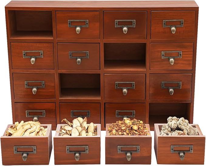 Card Catalog Desk Drawer Organizer,Wooden Vintage