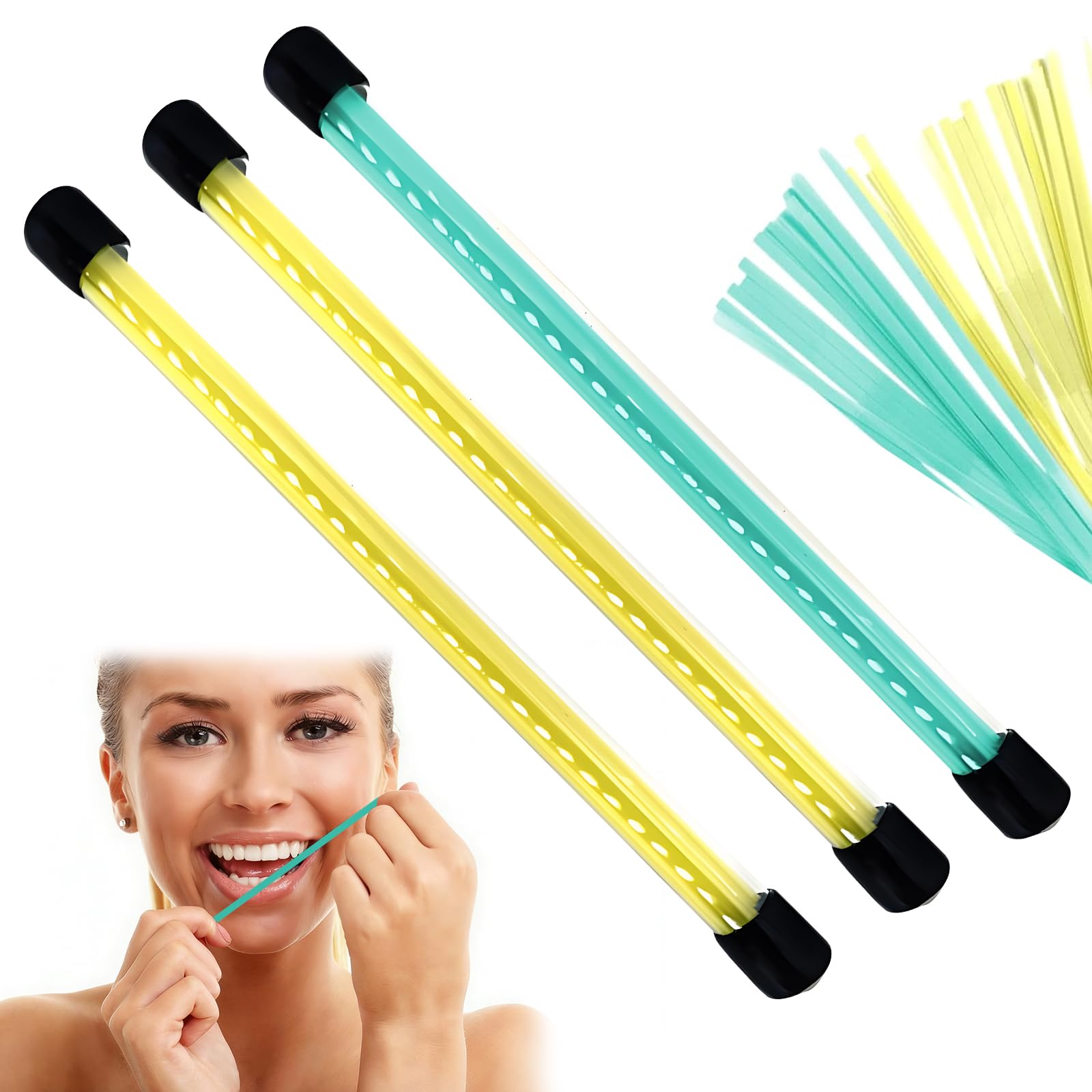 Tira de Pulido Dental Abrasivo, 75 Piezas Bandas para Lijado de Dientes, Limpieza Profunda y Pulido (Amarillo + Verde)