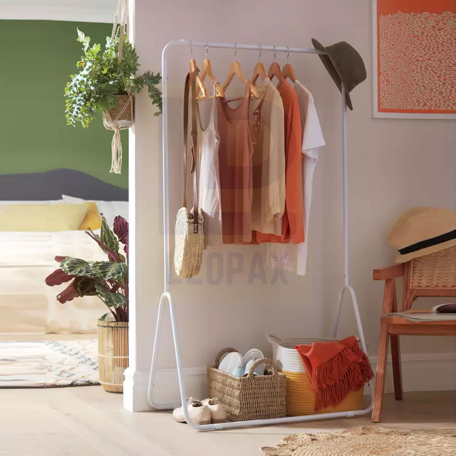 LEOPAX Metal Free-Standing Clothes Coat Rack With Single Rod Coat Stand For Bedroom, Livingroom, Laundry, Office - White (78 X 41 X 149Cm) (B0CP4BR2TW) Amazon Price History, Amazon Price Tracker
