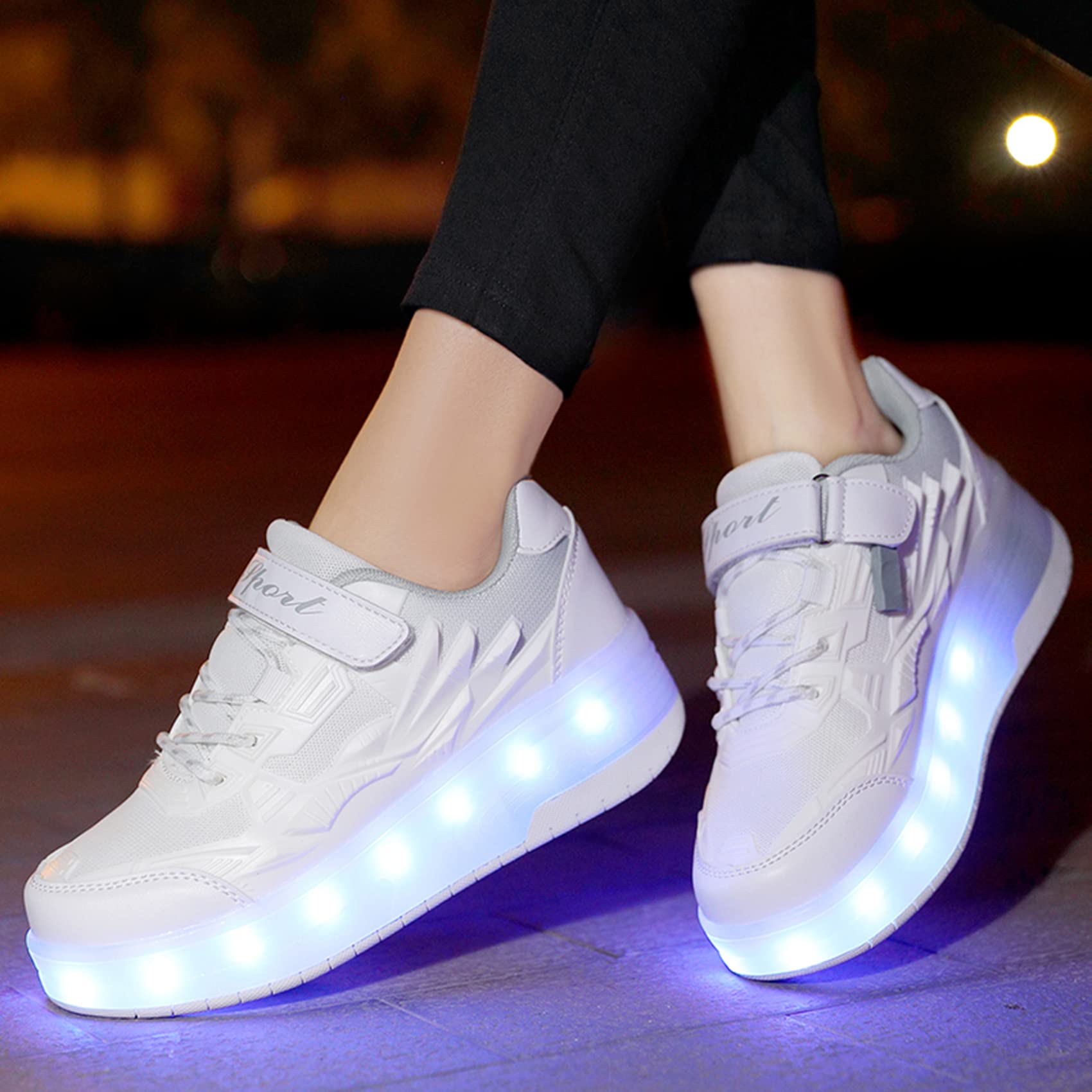Zapatillas con Ruedas para Niña y Niños Led Luces Patines en Linea Bambas con Ruedas Deportivas Patines al Aire Libre Gimnasia Running Niños Multiusos Automática Zapatos de Skateboard con USB Carga