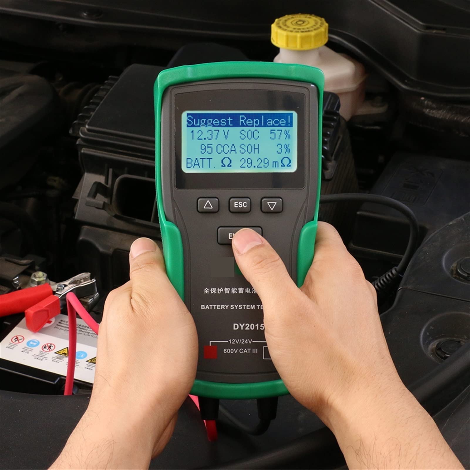 EDEDE Tester Batteria DY2015A 12V. Strumenti multimetri digitali acidi di Piombo Cca. Carica la Batteria della Carica della Batteria Testo della Batteria for Il Motociclo dei Camion dei Veicoli