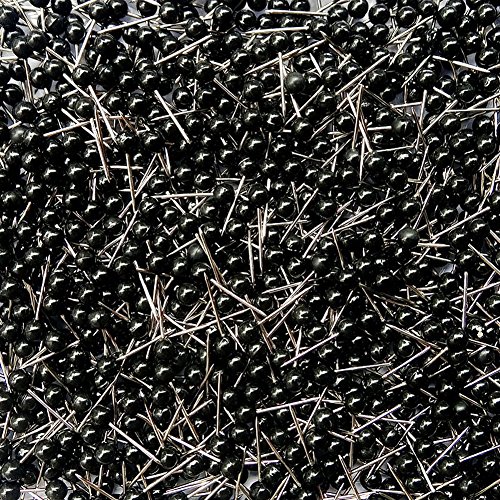 LEFV 1/8 Inch Bead Map Tacks Push Pins, Pack of 500, Black