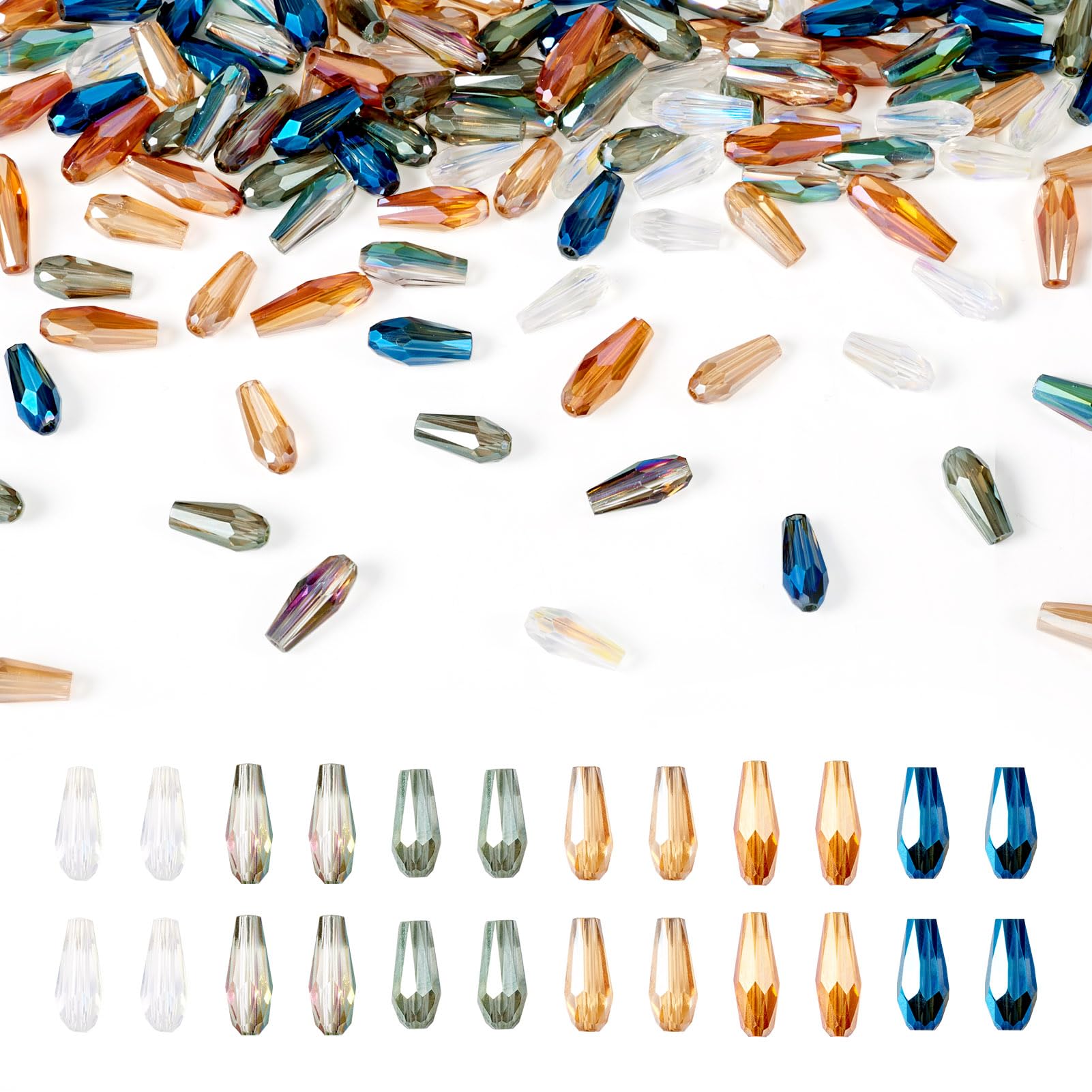 Perles en verre en forme de goutte d'eau à facettes, cristal de verre pour bijoux faits main