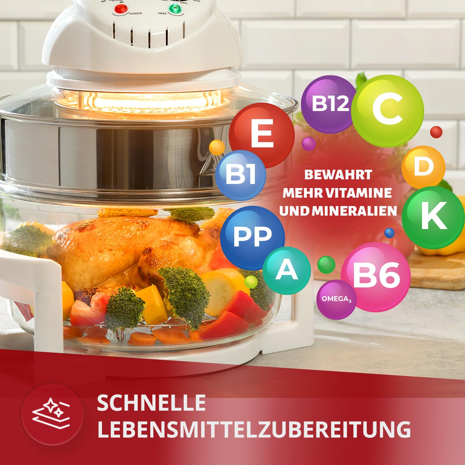 MPM MKO-01 Mini Piekarnik Elektryczny - Multicooker - z Funkcją Samoczyszczenia - Piekarnik Halogenowy - do Gotowania, Rozmrażania, Pieczenia i Opiekania - Pojemność 17l
