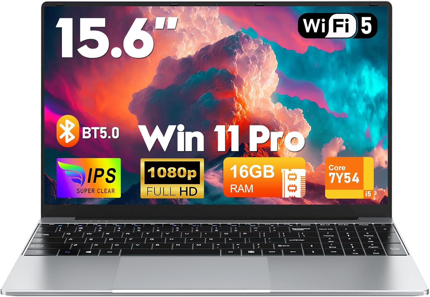 2026 Laptop, 15.6 Inch IPS FHD 1920×1080 Laptop, Core i5-7Y54 Portable Processor, 16 GB RAM, 512 GB SSD, Slim Laptop PC with Backlit Keyboard Notebook