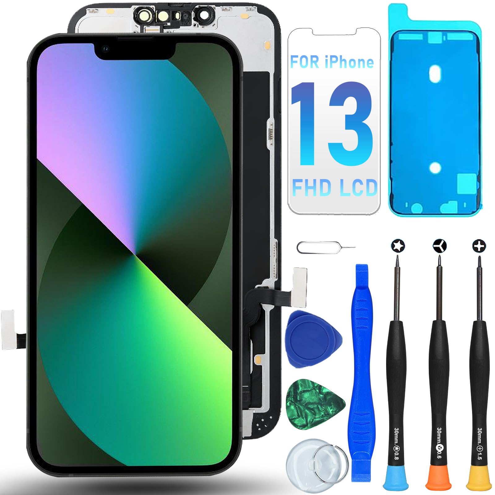 Digi4U LCD Display Ersatz für iPhone 13 A2635 A2482 A2631 | 60Hz COF FHD, reaktionsschnelle Touchfunktion, Face ID-Unterstützung, preiswerte Reparaturlösung inkl. Reparaturset