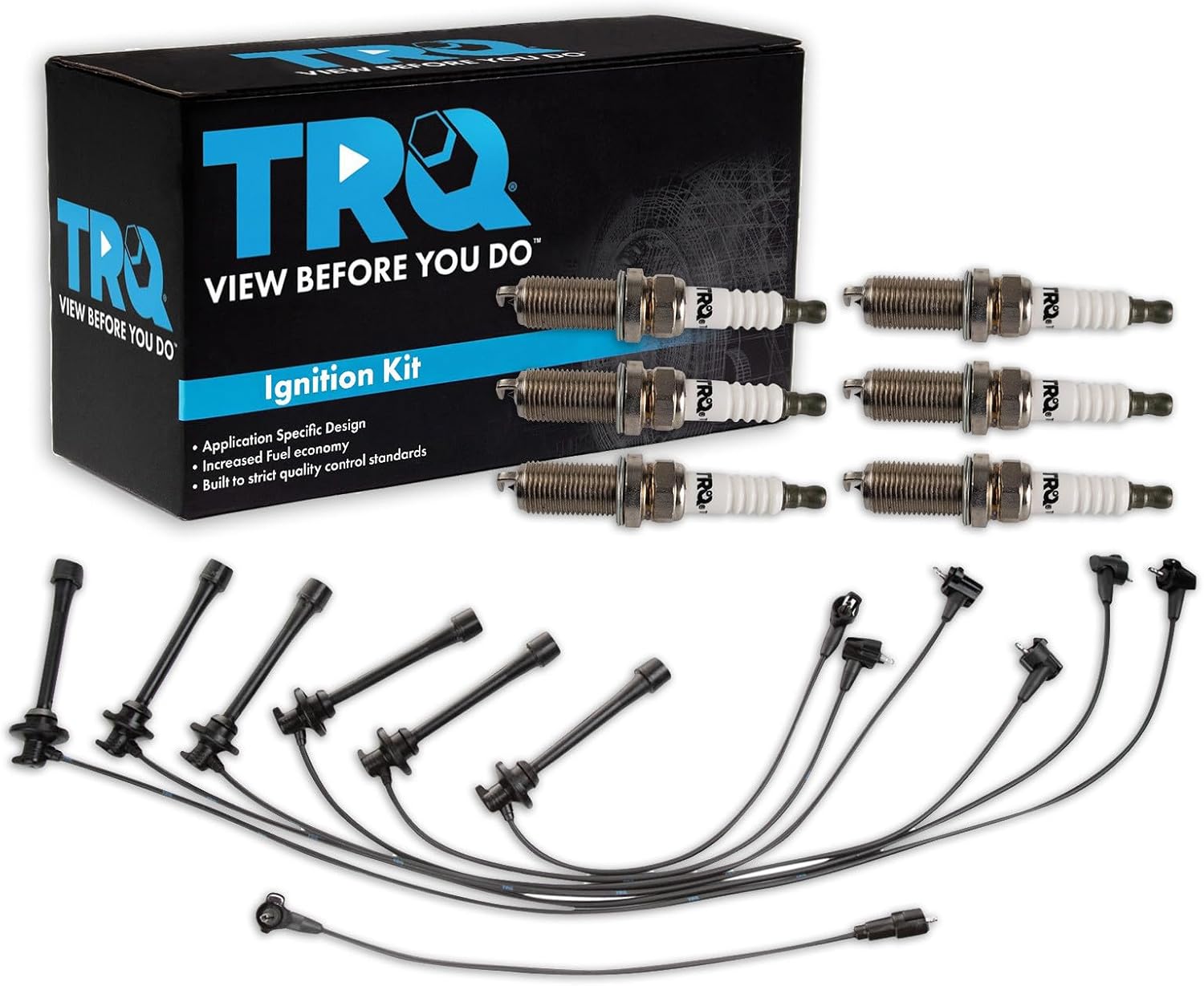 TRQ Ignition Coil & Spark Plug Kit Iridium 7 Piece Compatible with 1993-1997 Toyota Land Cruiser 1996-1997 Lexus LX450