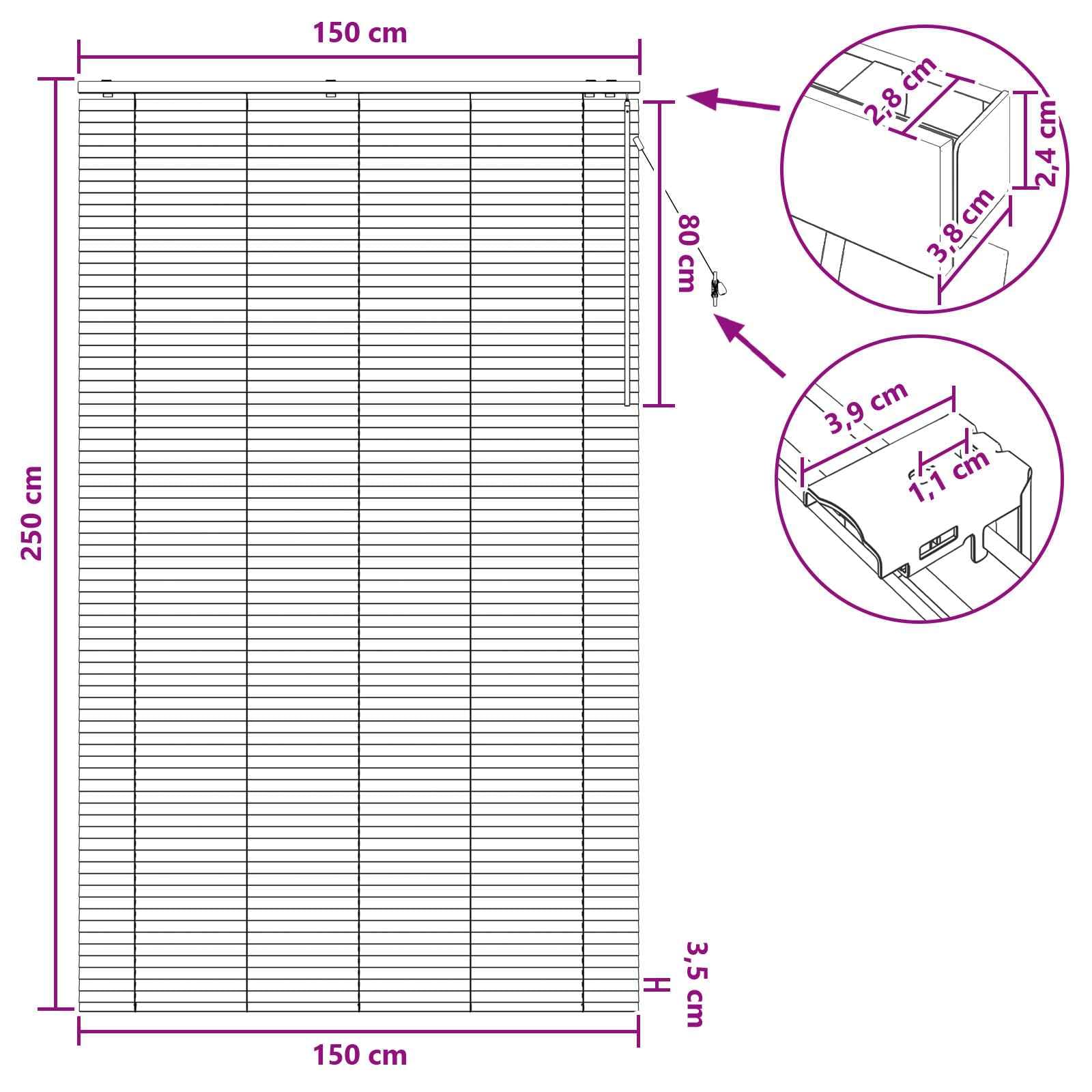 Jalousie Paulownia Holz Schwarz 150 x 250 cm
