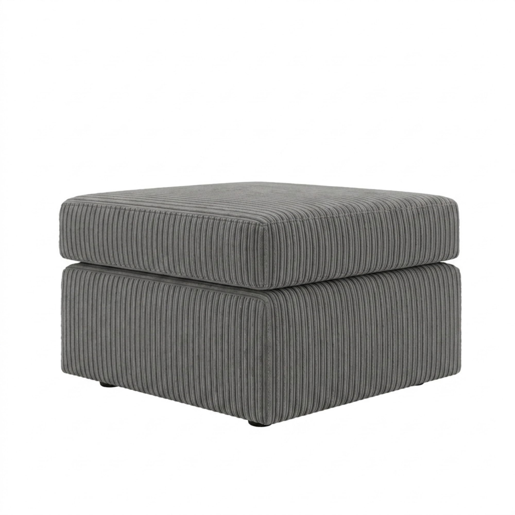 New Gamzo Fabric Corner Sofa Firm | Soft Jumbo Cord 3-4-5 Seater Corner Sofa Left/Right Hand Facing) (Charcoal Grey, Footstool)