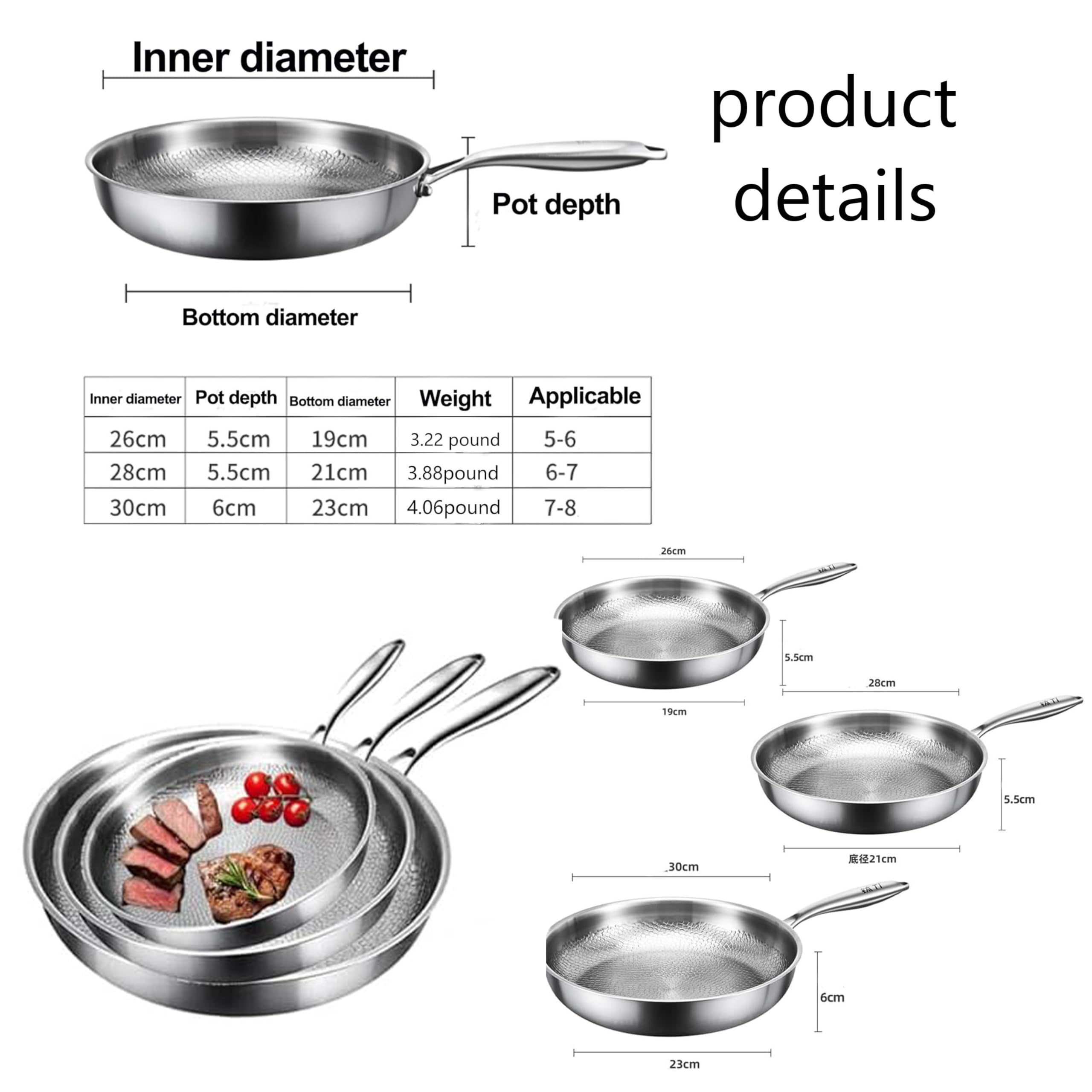 Genérico Sartén De Titanio Ultra Duradera Resistente, Utensilios De Cocina Antiadherentes Multifuncionales Sin Revestimiento (24cm)