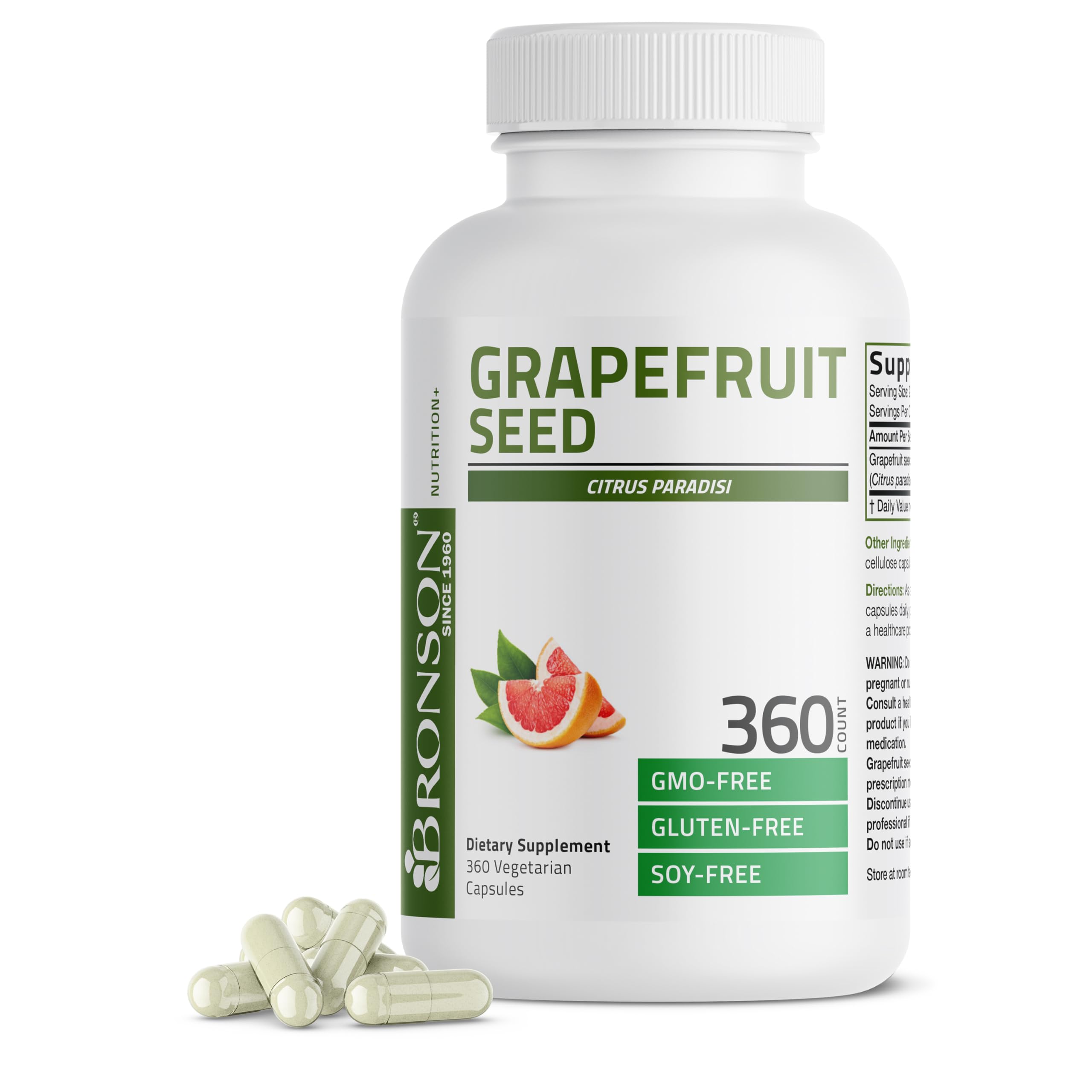 Bronson Grapefruit Seed Extract Citrus Paradisi Supports Immune Health & Helps Maintain a Healthy Gastrointestinal Tract - Non-GMO, 360 Vegetarian Capsules 360 Count (Pack of 1)